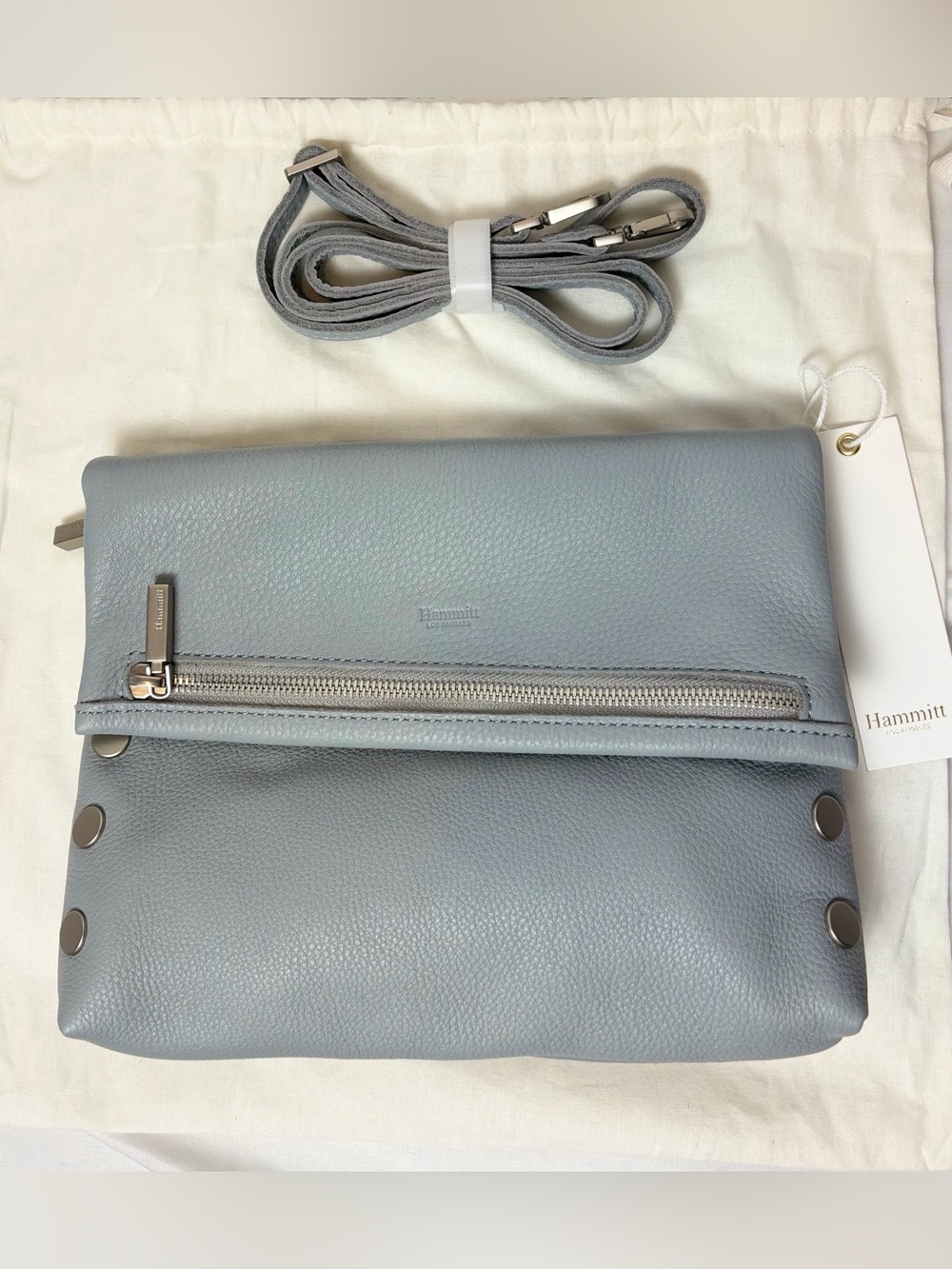 Hammitt VIP Medium Foldover Crossbody – Dust Blue – NWT